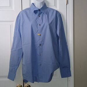 Express Stretch blue long sleeve button down casual shirt Sz L EUC